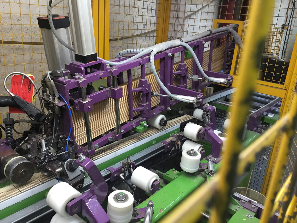 Inside view of coffin edging machinery